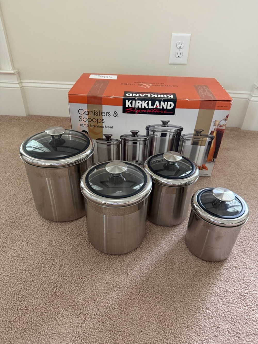 Kirkland Signature Stainless Steel Canister Set - Silver with Clear Lids